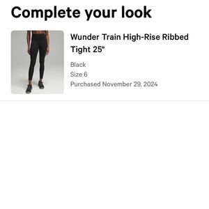 Lululemon Black Ribbed Tight 25” Size 6